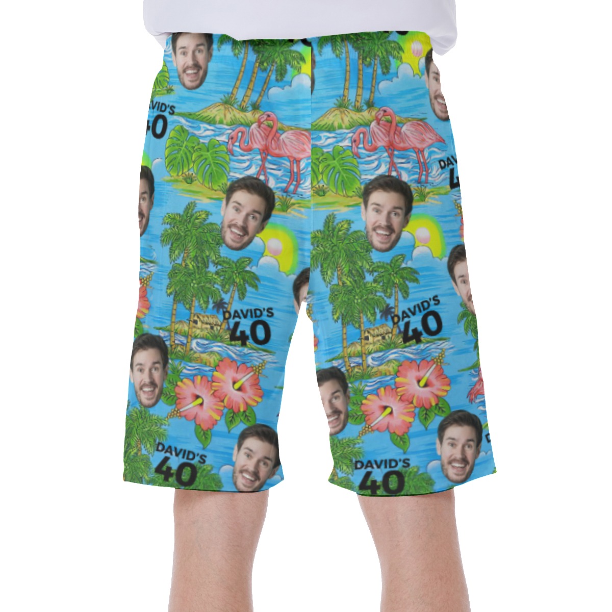 Custom Face And Name Beach Swim Trunks For Men