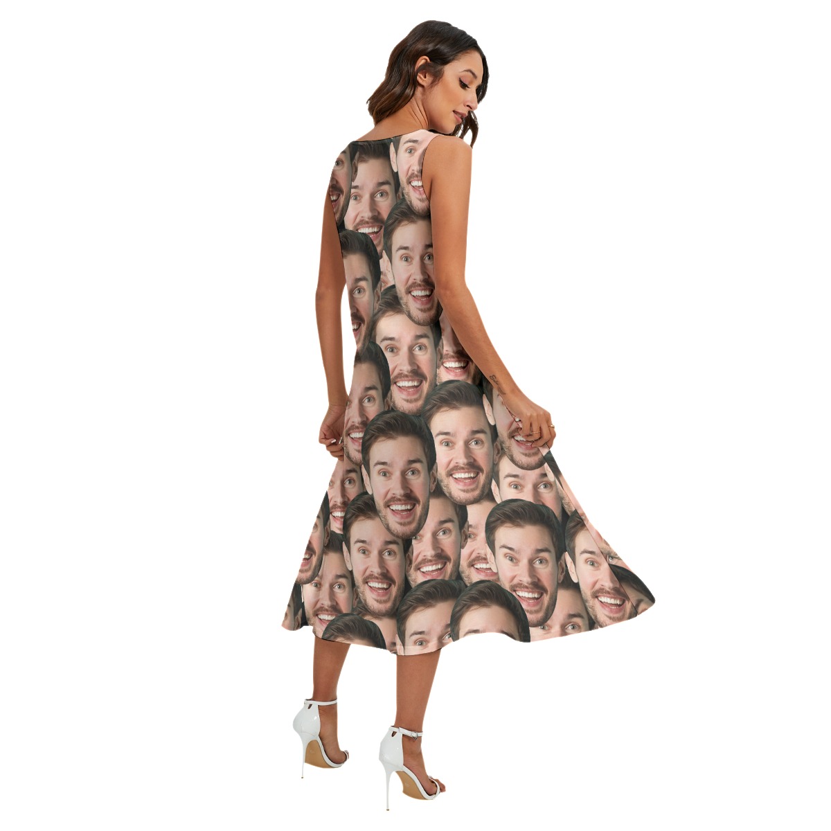 Unique Custom Face Sleeveless Dress With Pockets