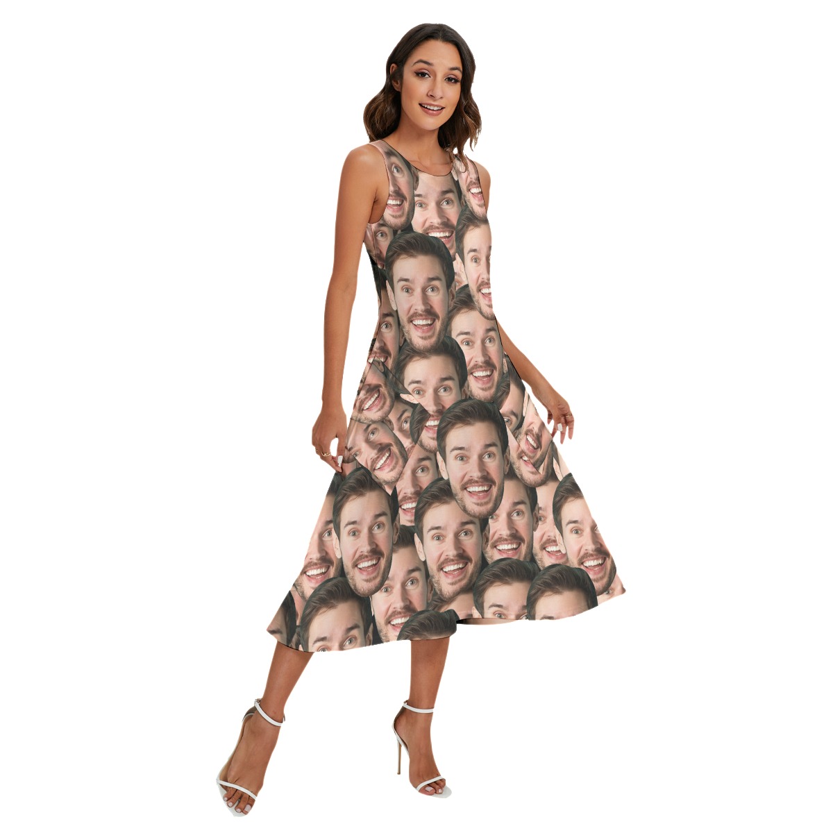 Unique Custom Face Sleeveless Dress With Pockets
