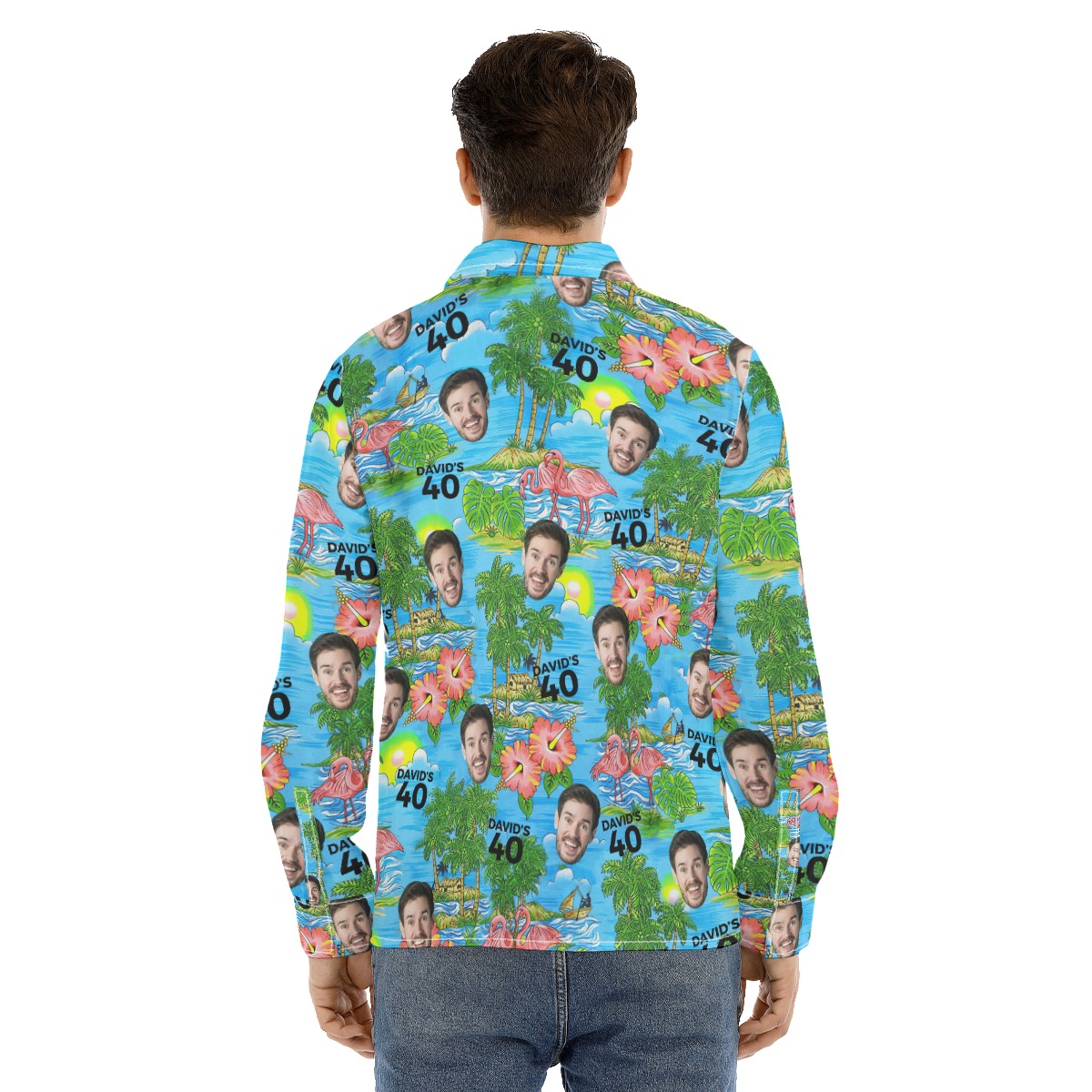 Custom Face And Name Long Hawaiian Shirt For Birthday Gift