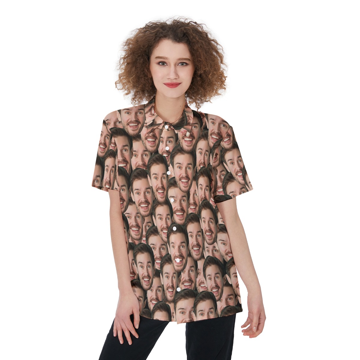 Funny Custom Face Women's Hawaiian Shirt - variant image 1