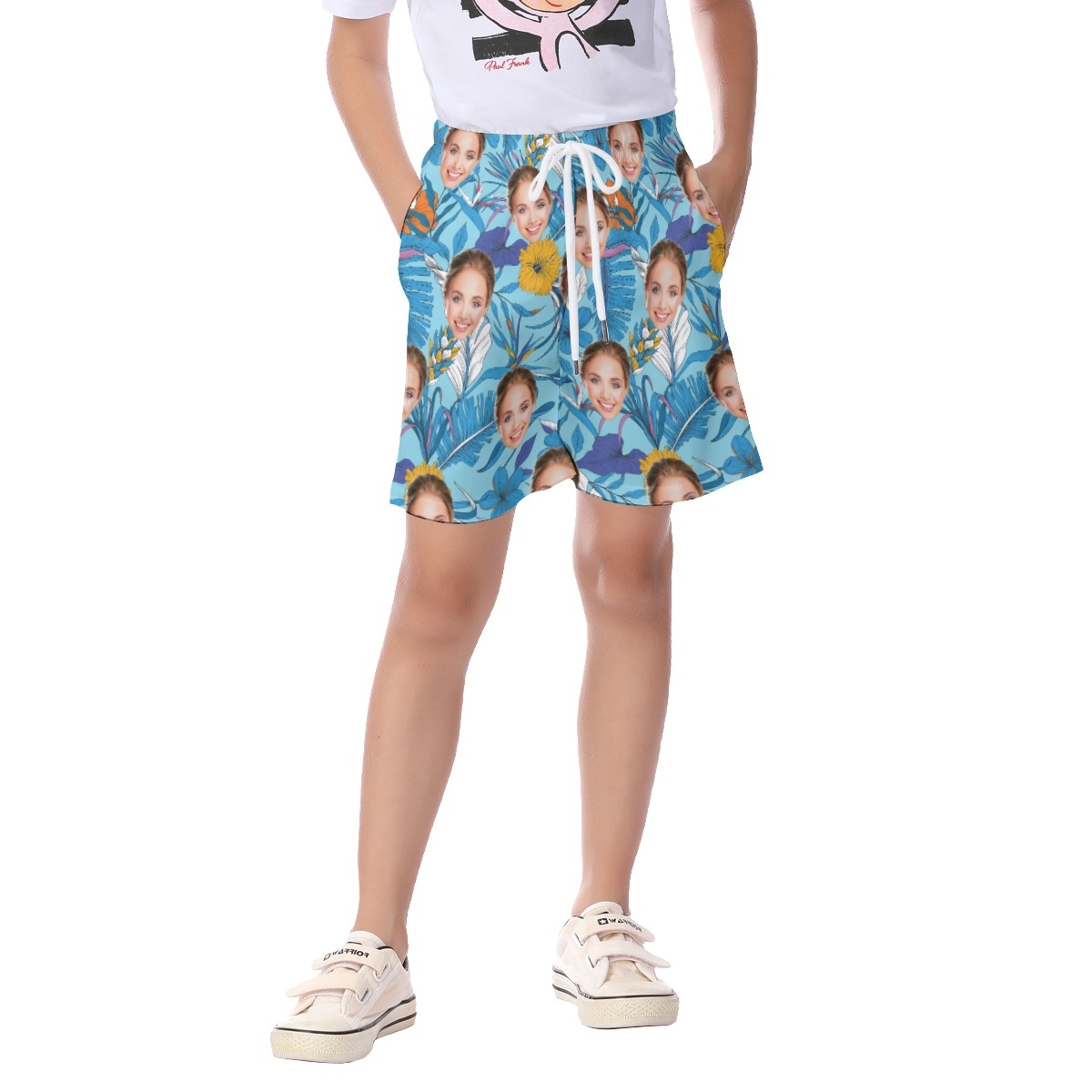 Funny Custom Face Tropical Kid's Shorts - variant image 1