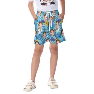 Funny Custom Face Tropical Kid's Shorts