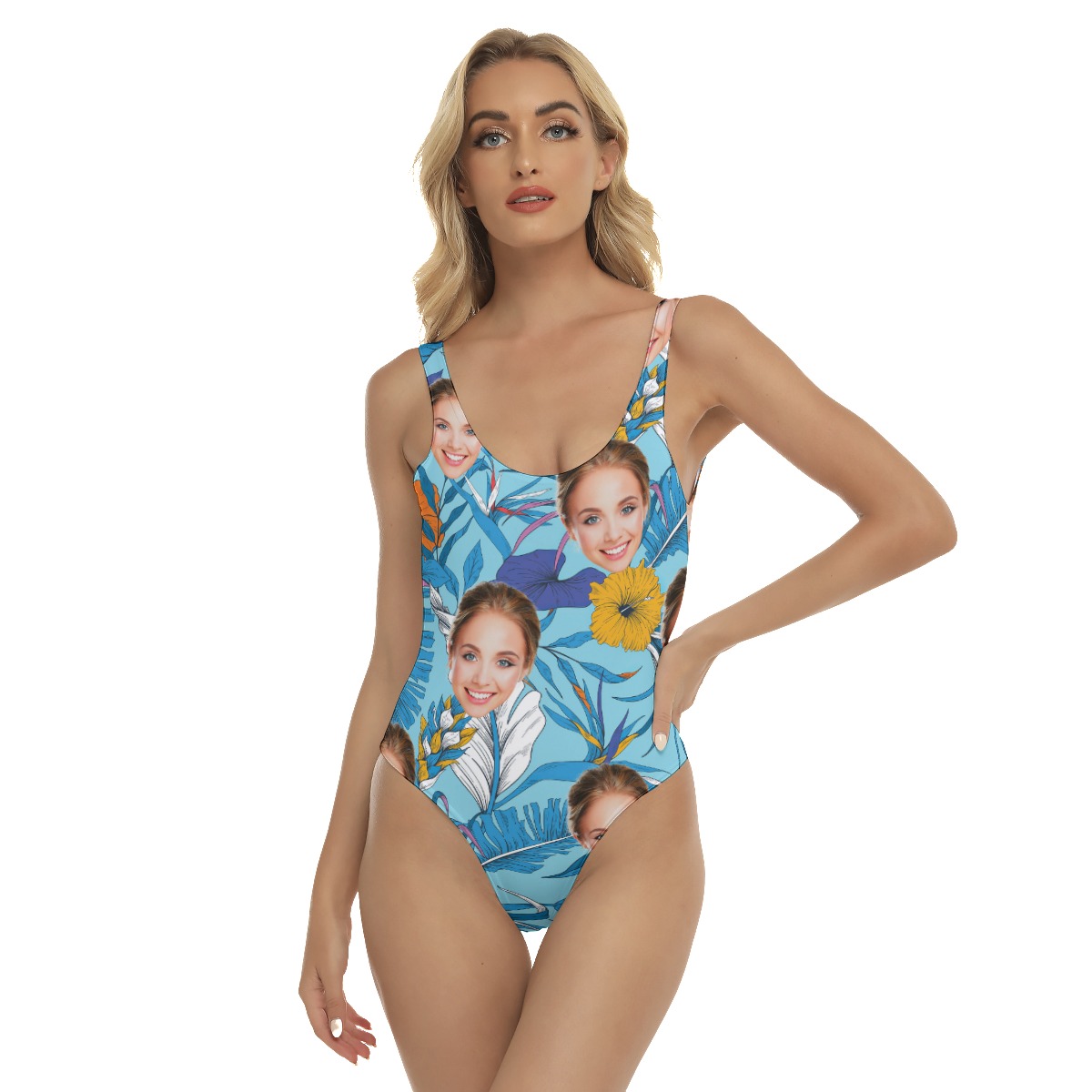 Funny Custom Face Hibiscus Swimsuit For Women - variant image 1
