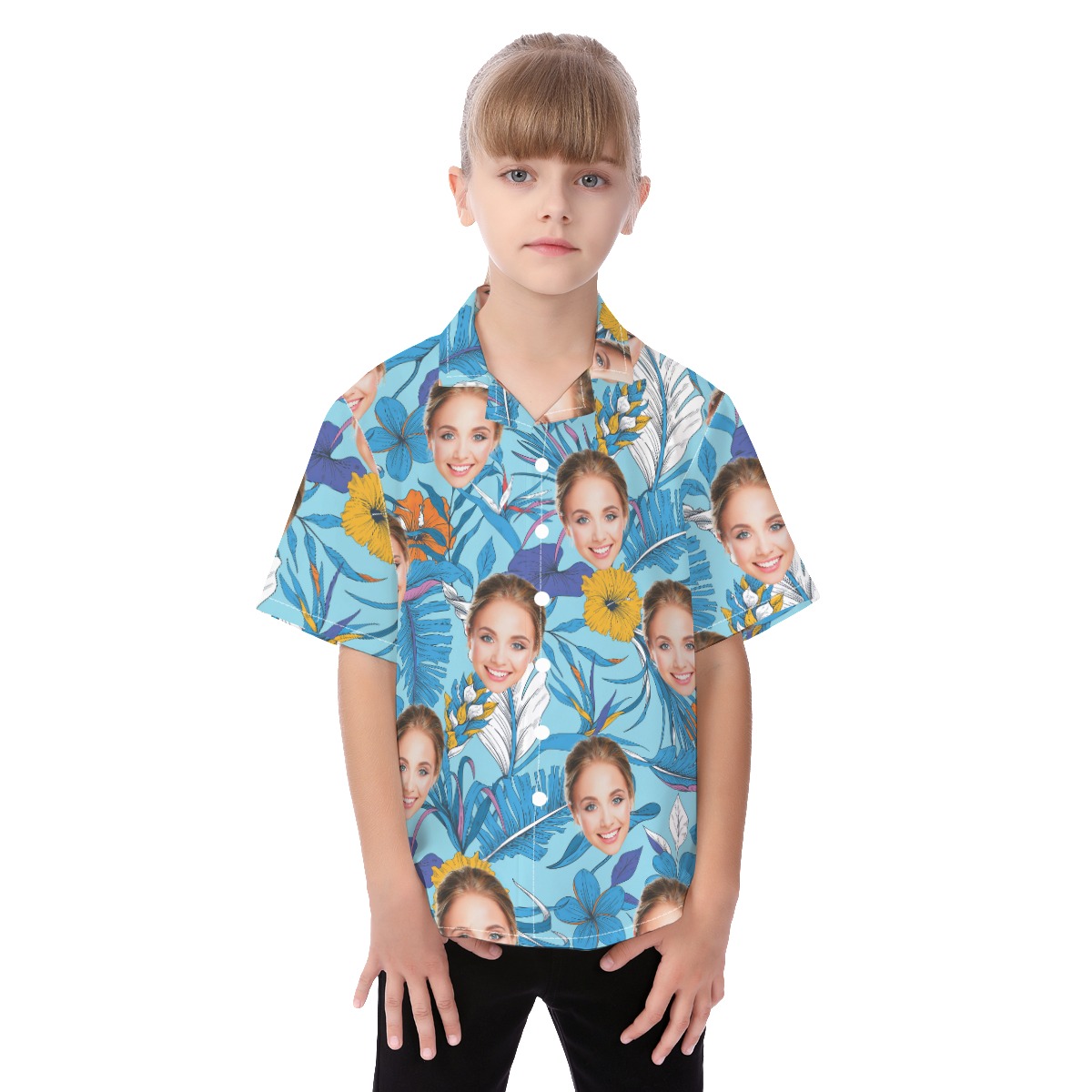 Custom Face Tropical Kid's Aloha Shirt - variant image 1
