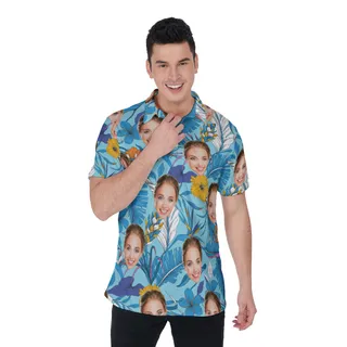 Funny Custom Face Men's Hawaiian Polo