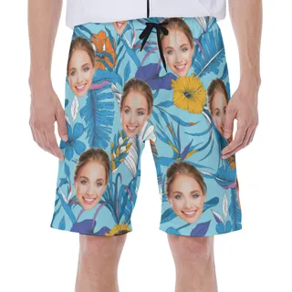 Custom Face Tropical Hawaiian Beach Shorts
