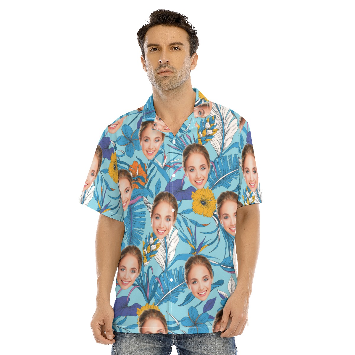 Funny Custom Face Tropical Hawaiian Shirt - variant image 1