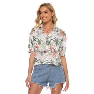 Vintage Flamingo Women Hawaiian Crop Top