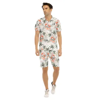 Vintage Flamingo Hawaiian Shirt And Shorts For Men