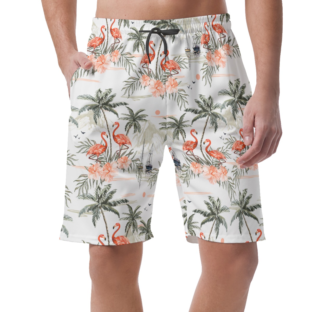 Flamingo Palm Tree Men's Hawaiian Shorts - variant image 1