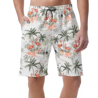 Flamingo Palm Tree Men's Hawaiian Shorts