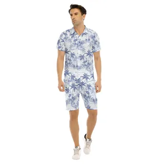Flamingo Beach Sketch Hawaiian Set For Men