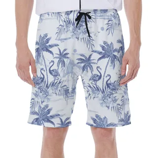 Flamingo Beach Sketch Men's Beach Swim Trunks