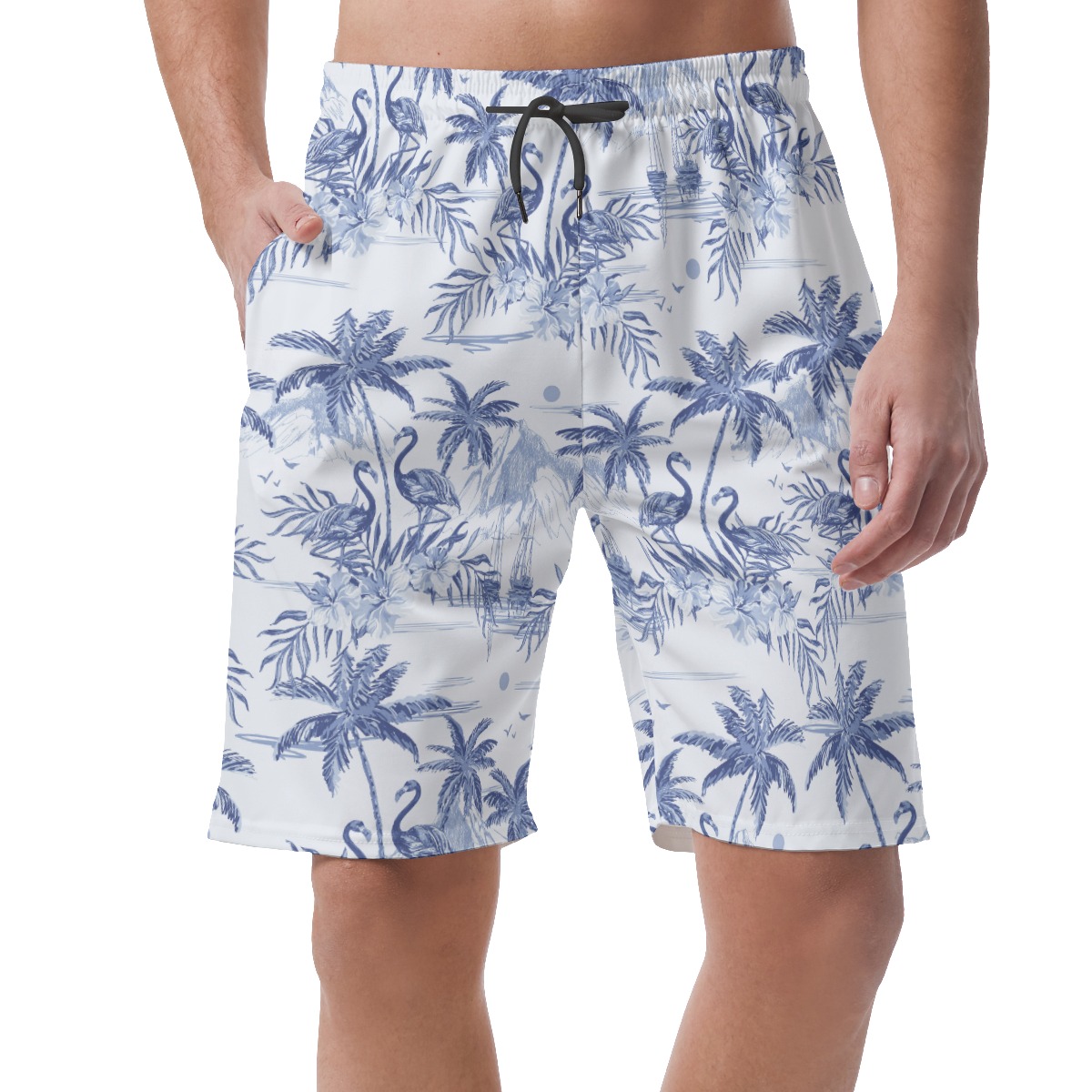 Flamingo Beach Sketch Men's Hawaiian Shorts - variant image 1