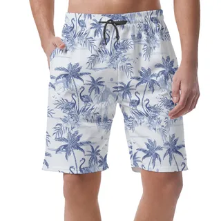 Flamingo Beach Sketch Men's Hawaiian Shorts