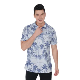 Flamingo Beach Sketch Hawaiian Men's Polo Shirt