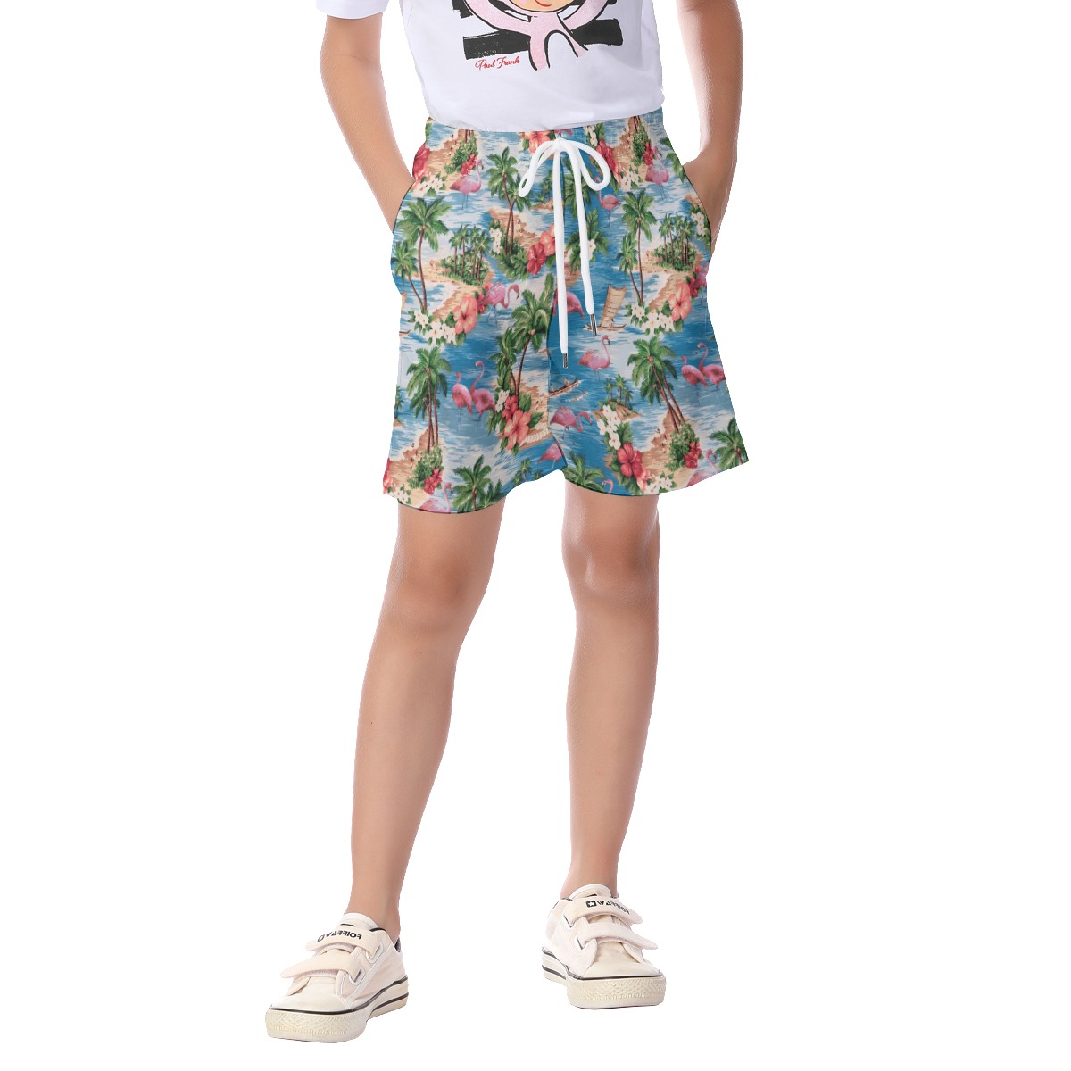 Flamingo Tropical Hawaiian Beach Shorts For Kids - variant image 1