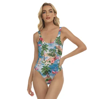 Tropical Flamingo Hawaiian One Piece Swimsuit For Women