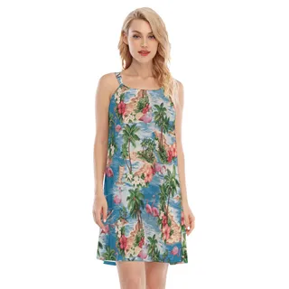 Pink Flamingo Tropical Aloha Dress