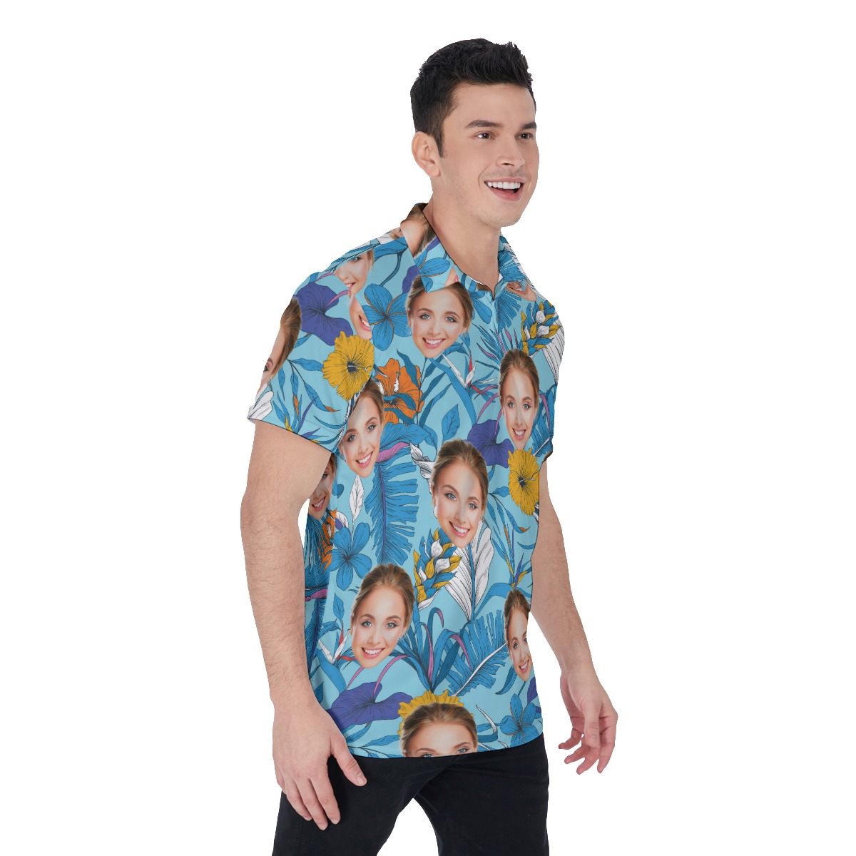 Funny Custom Face Men's Hawaiian Polo