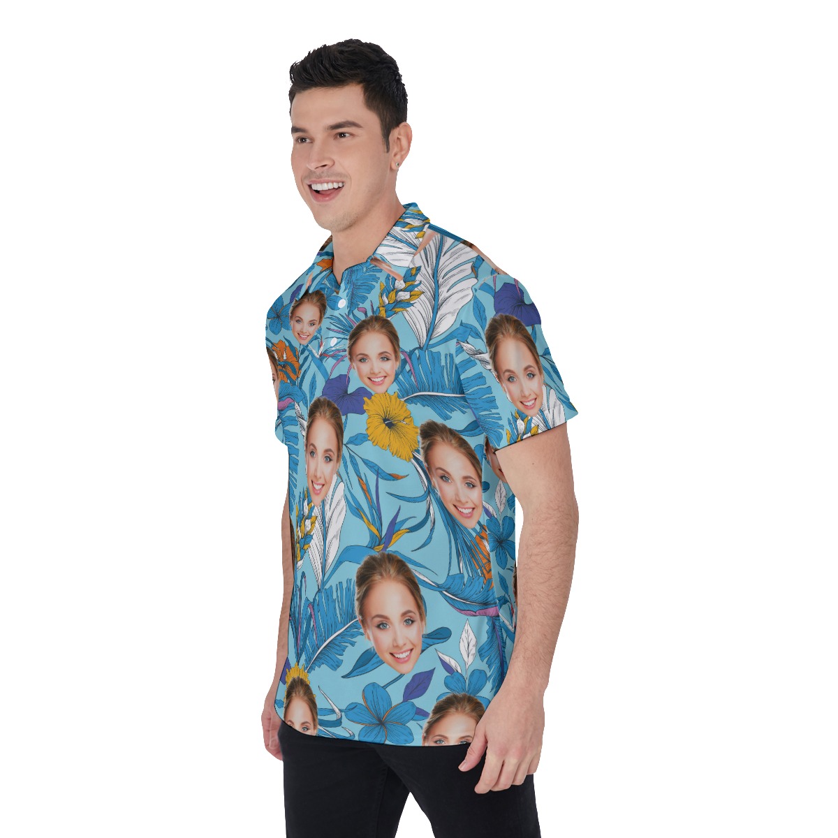 Funny Custom Face Men's Hawaiian Polo