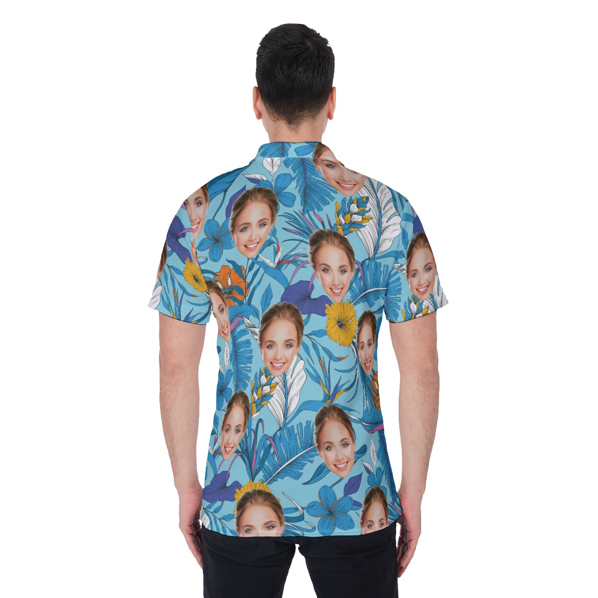 Funny Custom Face Men's Hawaiian Polo