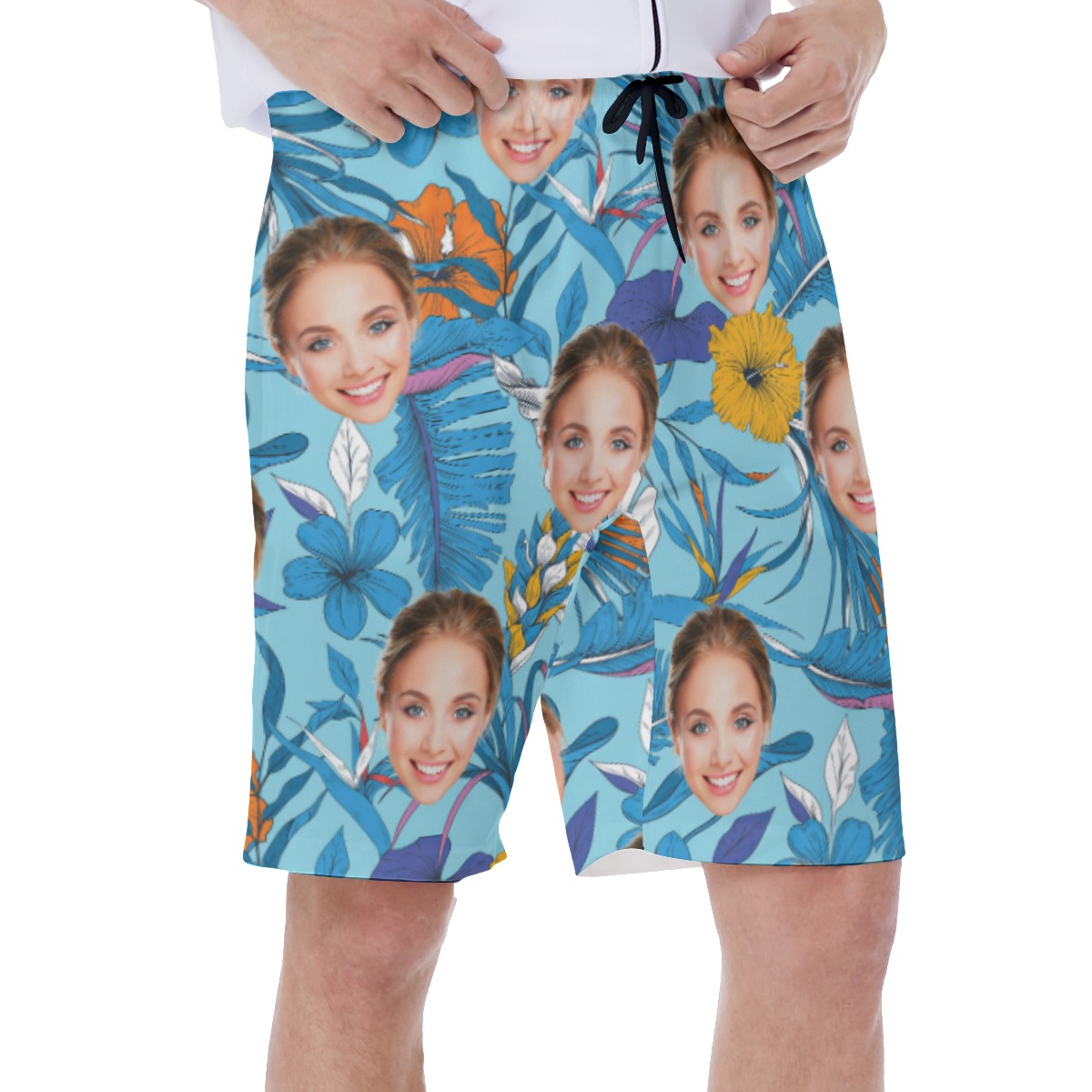Custom Face Tropical Hawaiian Beach Shorts
