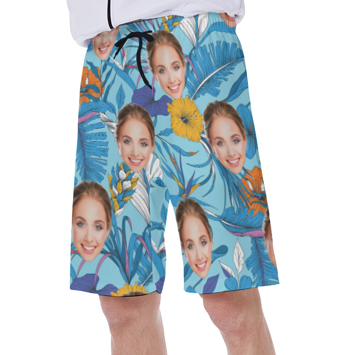 Custom Face Tropical Hawaiian Beach Shorts