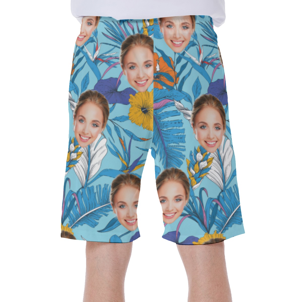 Custom Face Tropical Hawaiian Beach Shorts