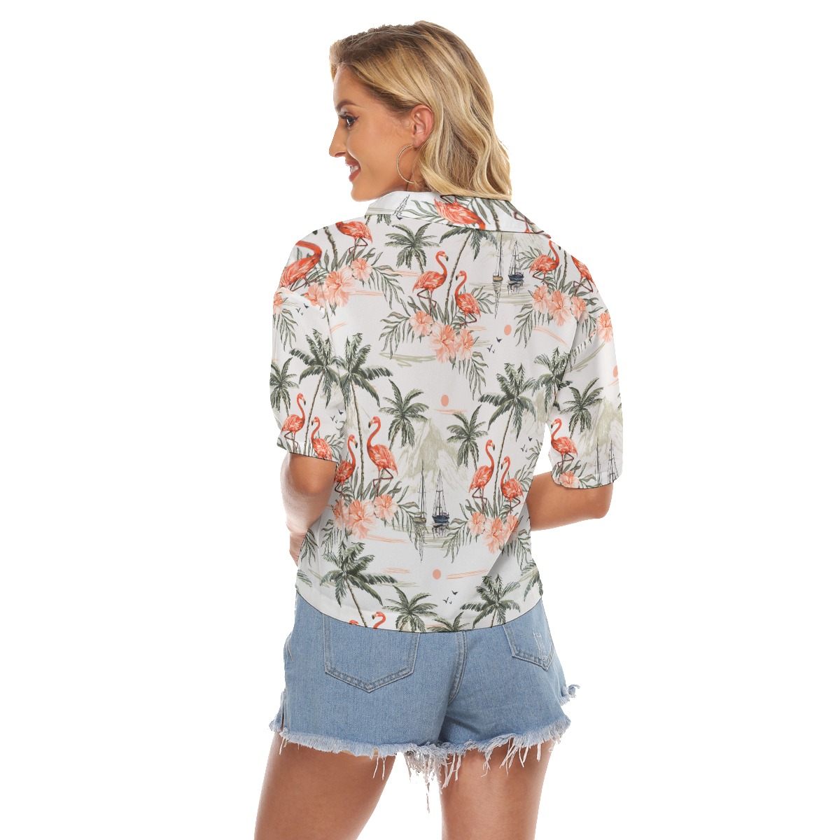 Vintage Flamingo Women Hawaiian Crop Top