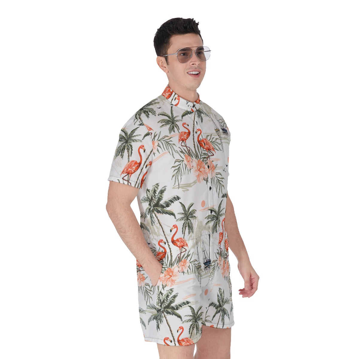 Vintage Flamingo Hawaiian Men's Romper