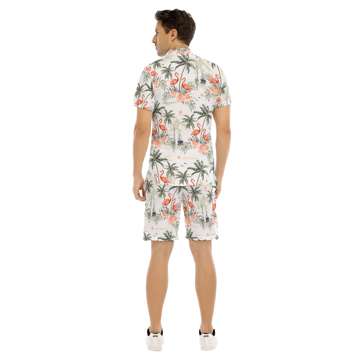 Vintage Flamingo Hawaiian Shirt And Shorts For Men