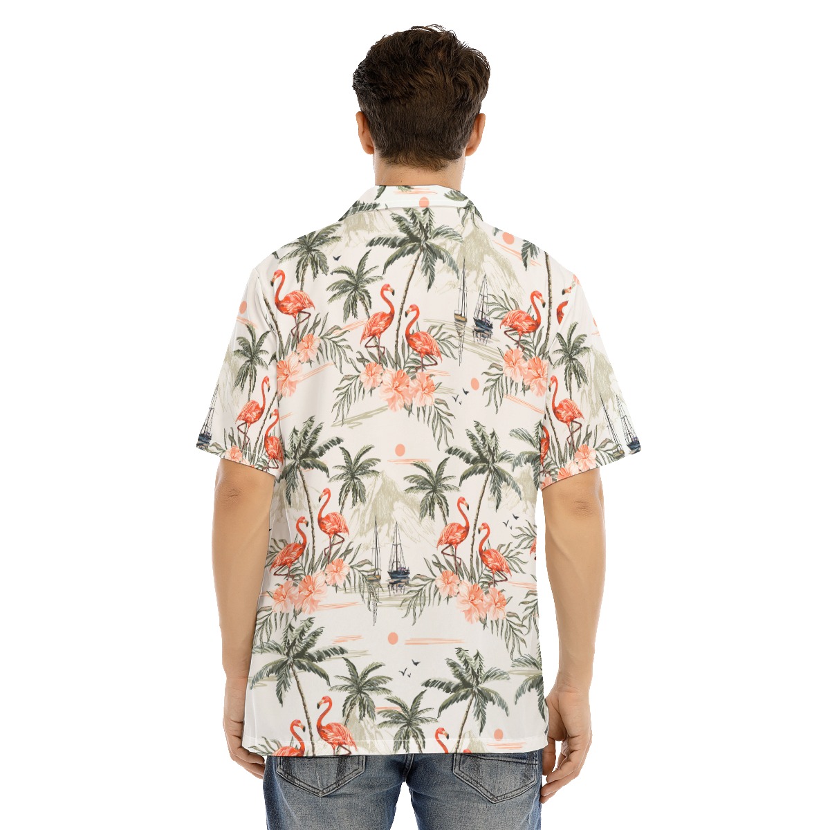 Flamingo Beach Hawaiian Shirt For Men