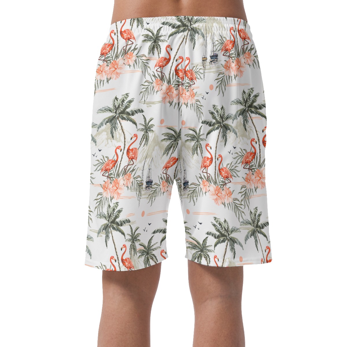 Flamingo Palm Tree Men's Hawaiian Shorts