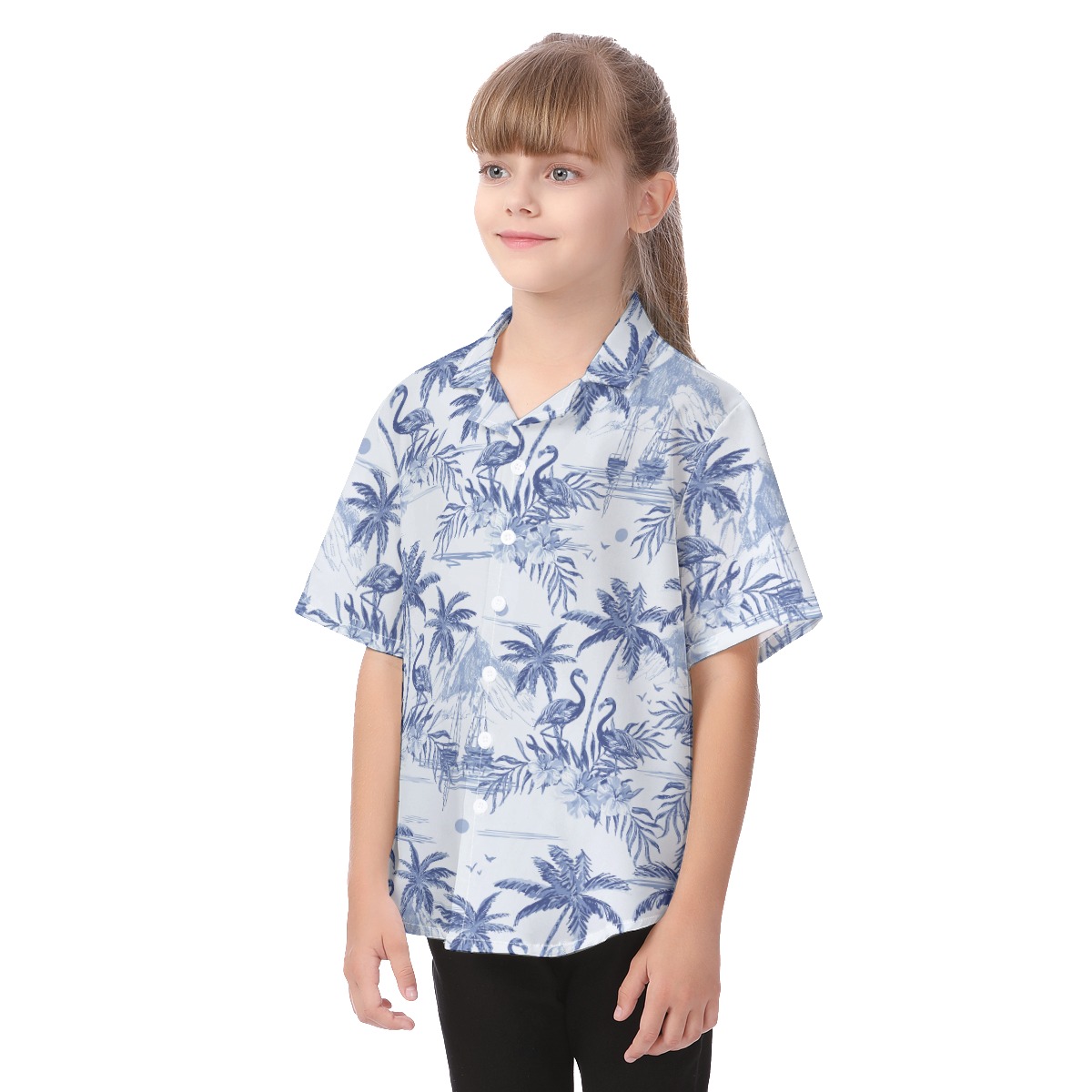 Flamingo Sketch Kid's Hawaiian Shirt