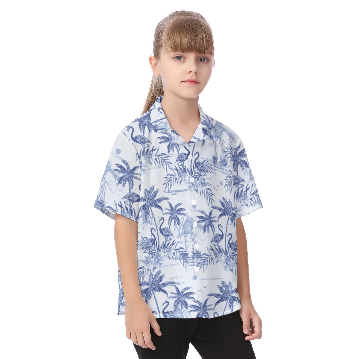 Flamingo Sketch Kid's Hawaiian Shirt