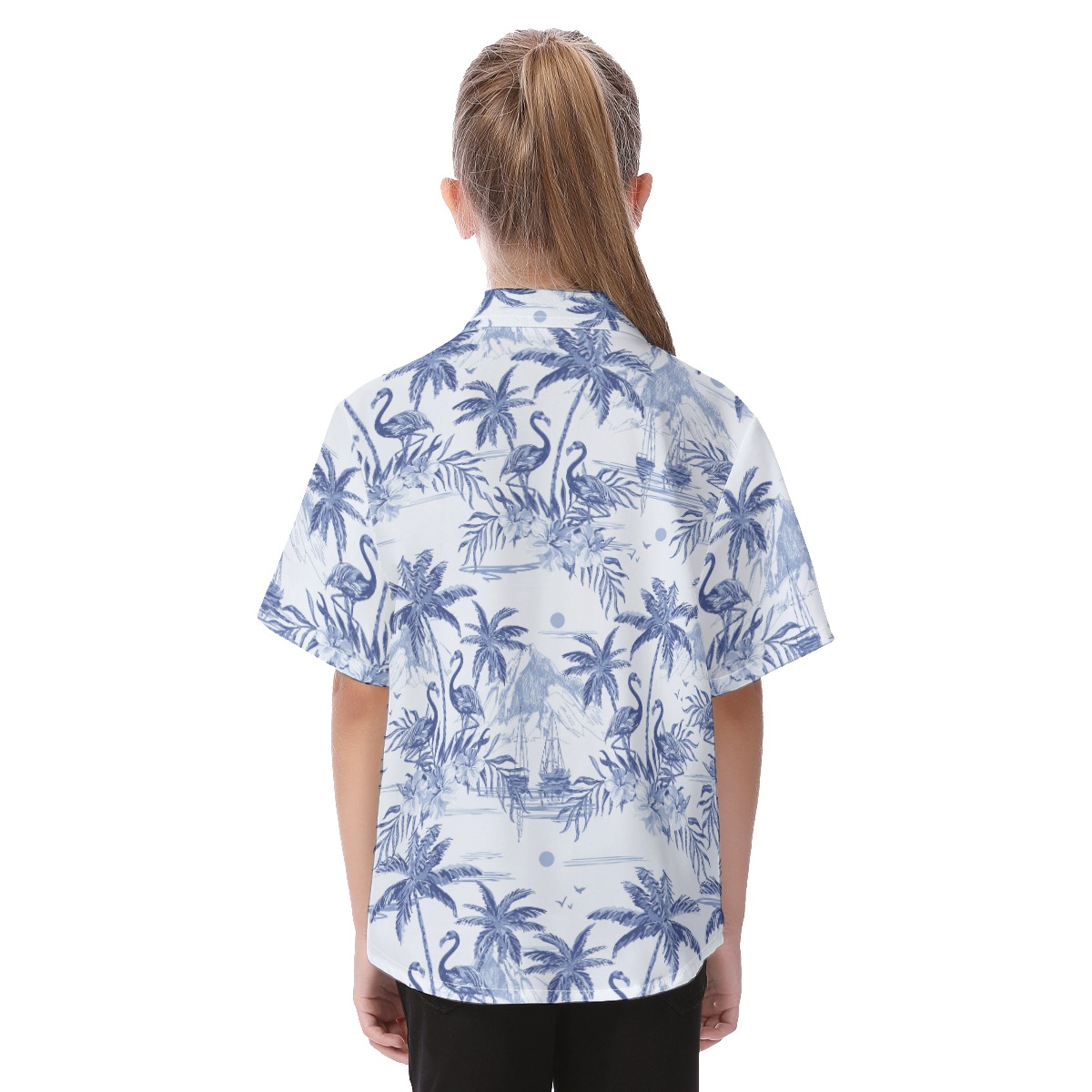 Flamingo Sketch Kid's Hawaiian Shirt