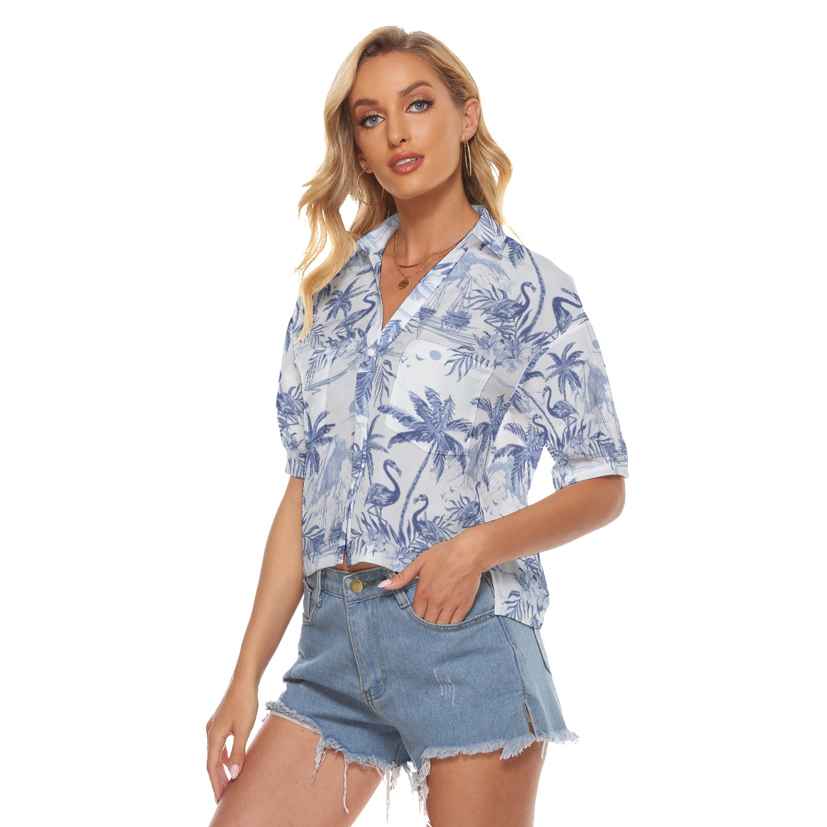 Flamingo Beach Crop Top For Hawaiian Outfit