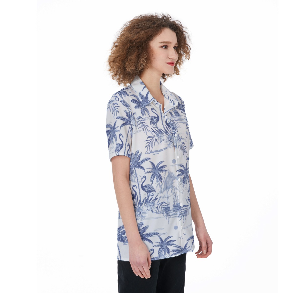 Flamingo Beach Hawaiian Shirt For Women