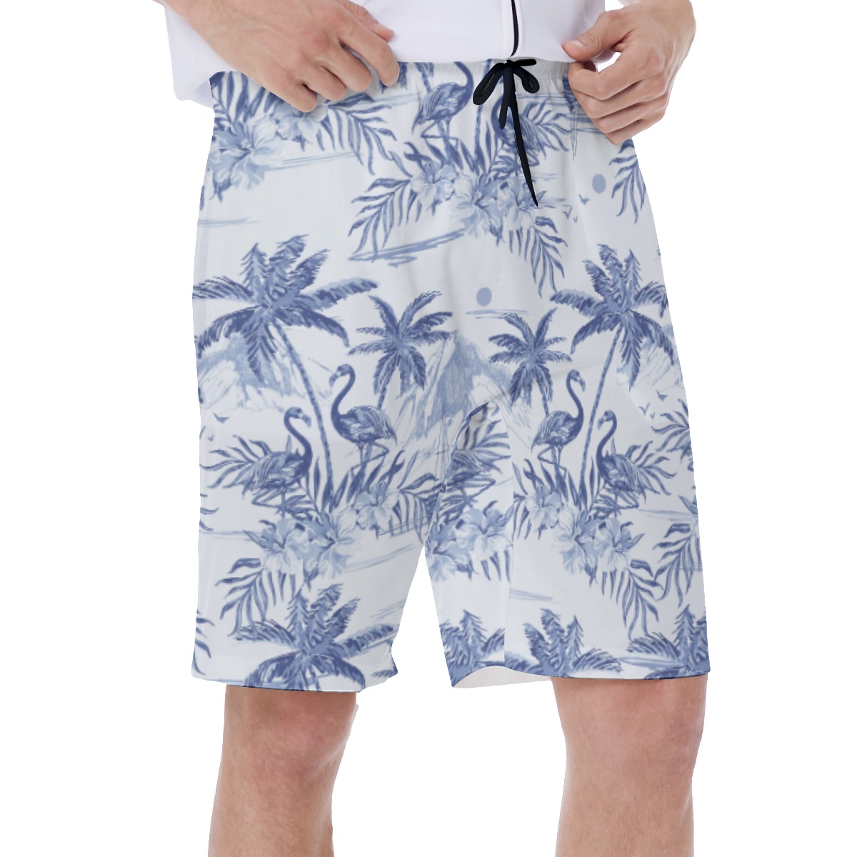 Flamingo Beach Sketch Men's Beach Swim Trunks