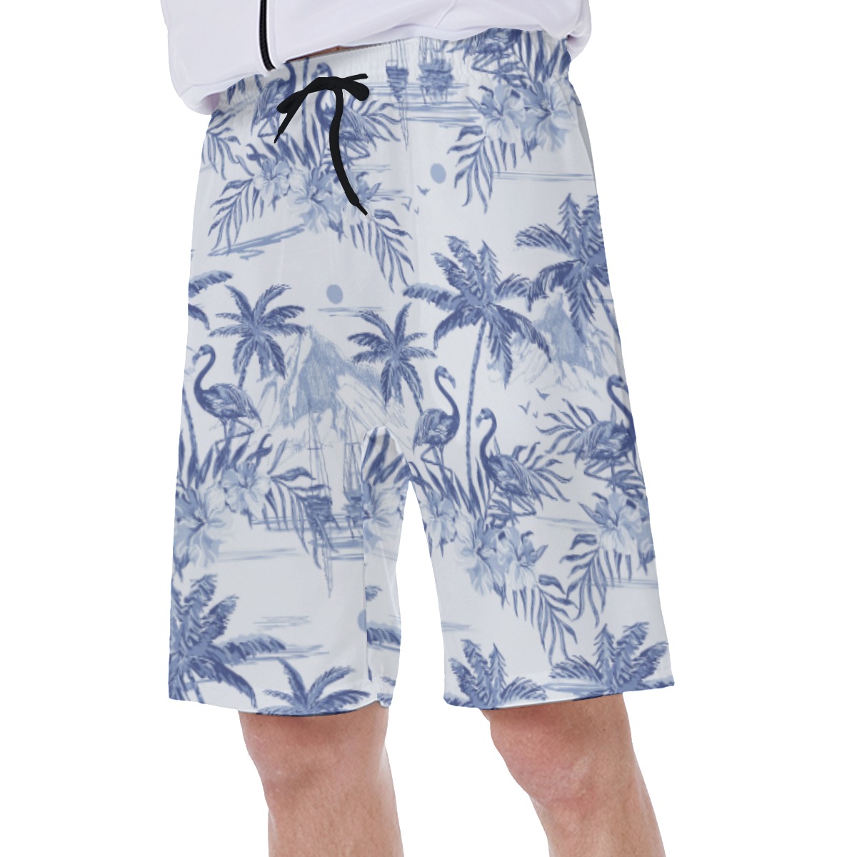 Flamingo Beach Sketch Men's Beach Swim Trunks