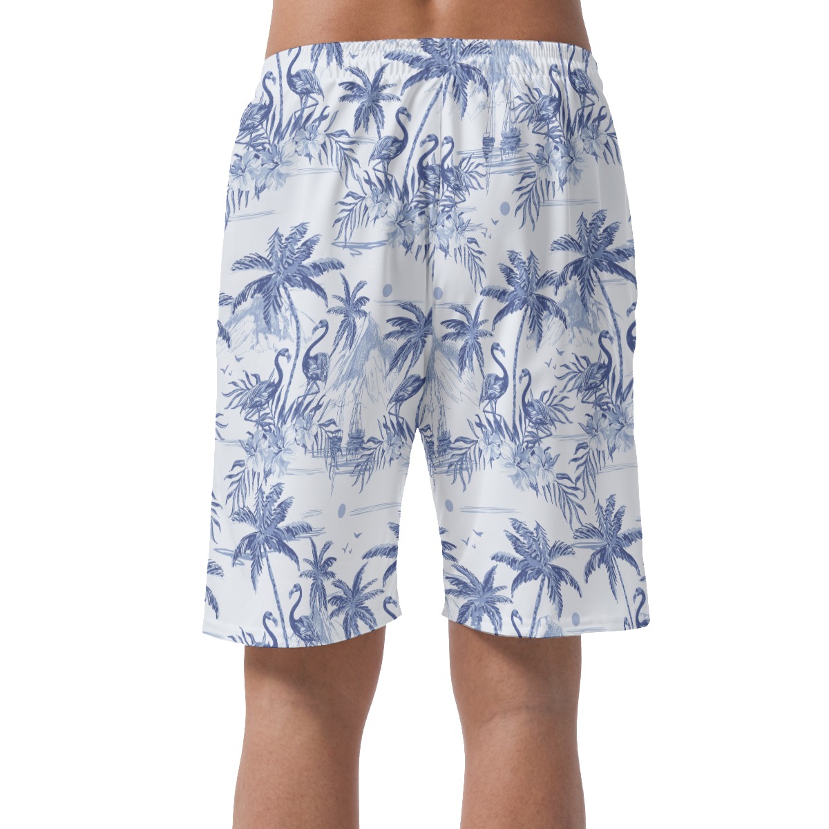 Flamingo Beach Sketch Men's Hawaiian Shorts