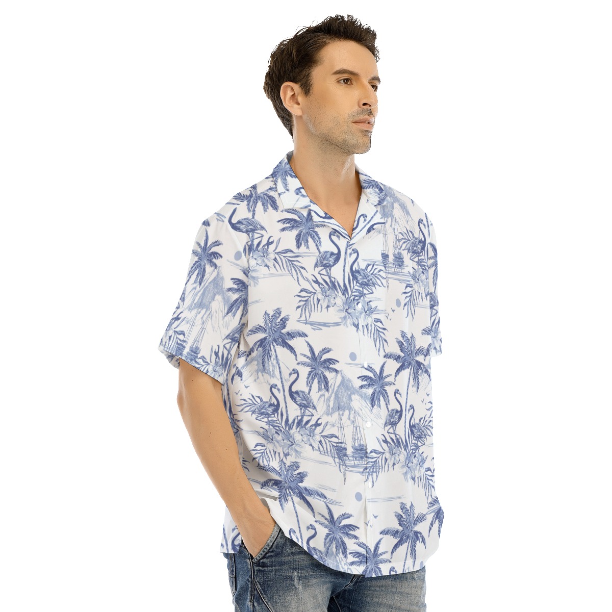 Flamingo Beach Hawaiian Shirt For Men