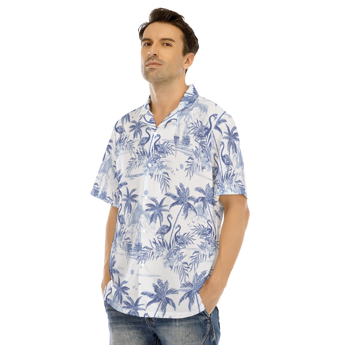 Flamingo Beach Hawaiian Shirt For Men