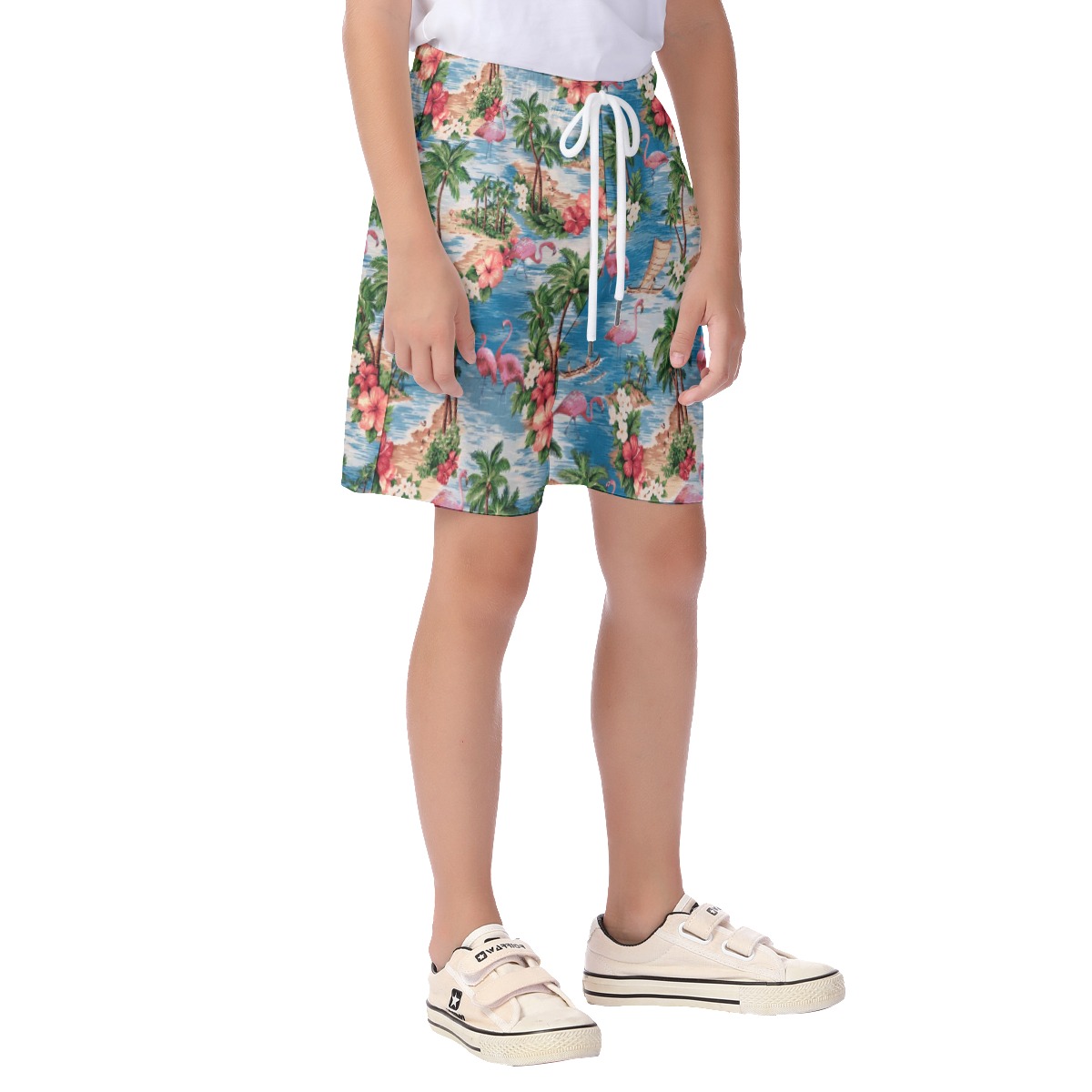 Flamingo Tropical Hawaiian Beach Shorts For Kids