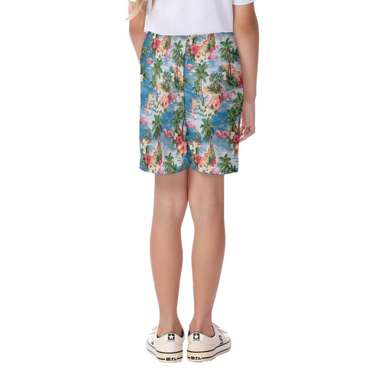 Flamingo Tropical Hawaiian Beach Shorts For Kids