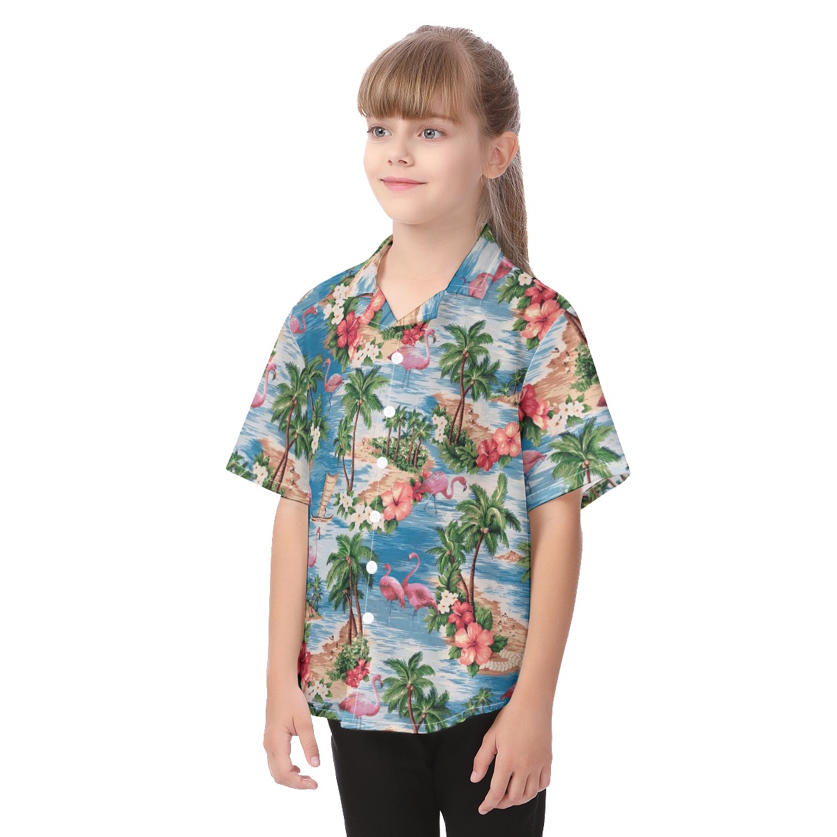 Cute Tropical Flamingo Hawaiian Shirt For Kids