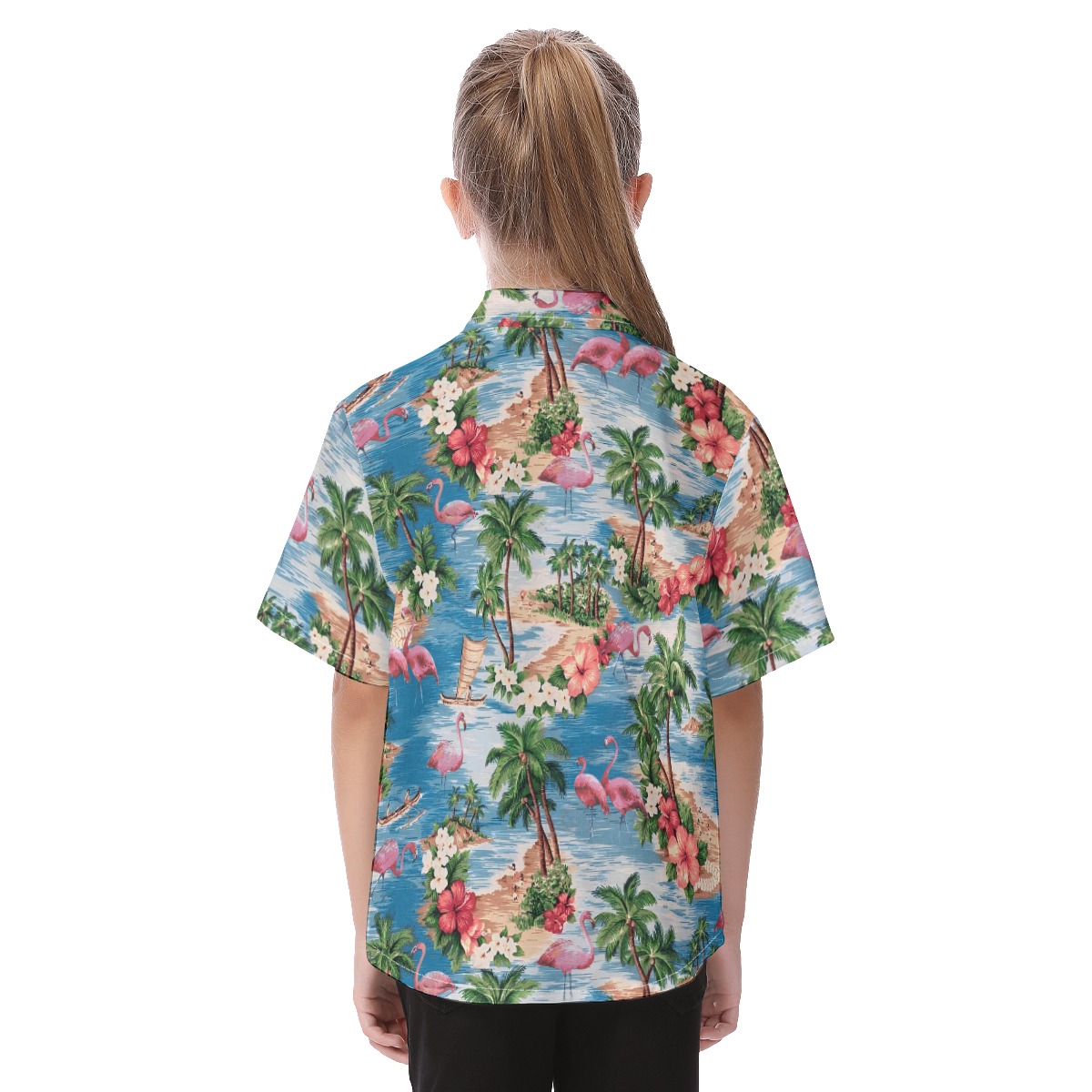 Cute Tropical Flamingo Hawaiian Shirt For Kids
