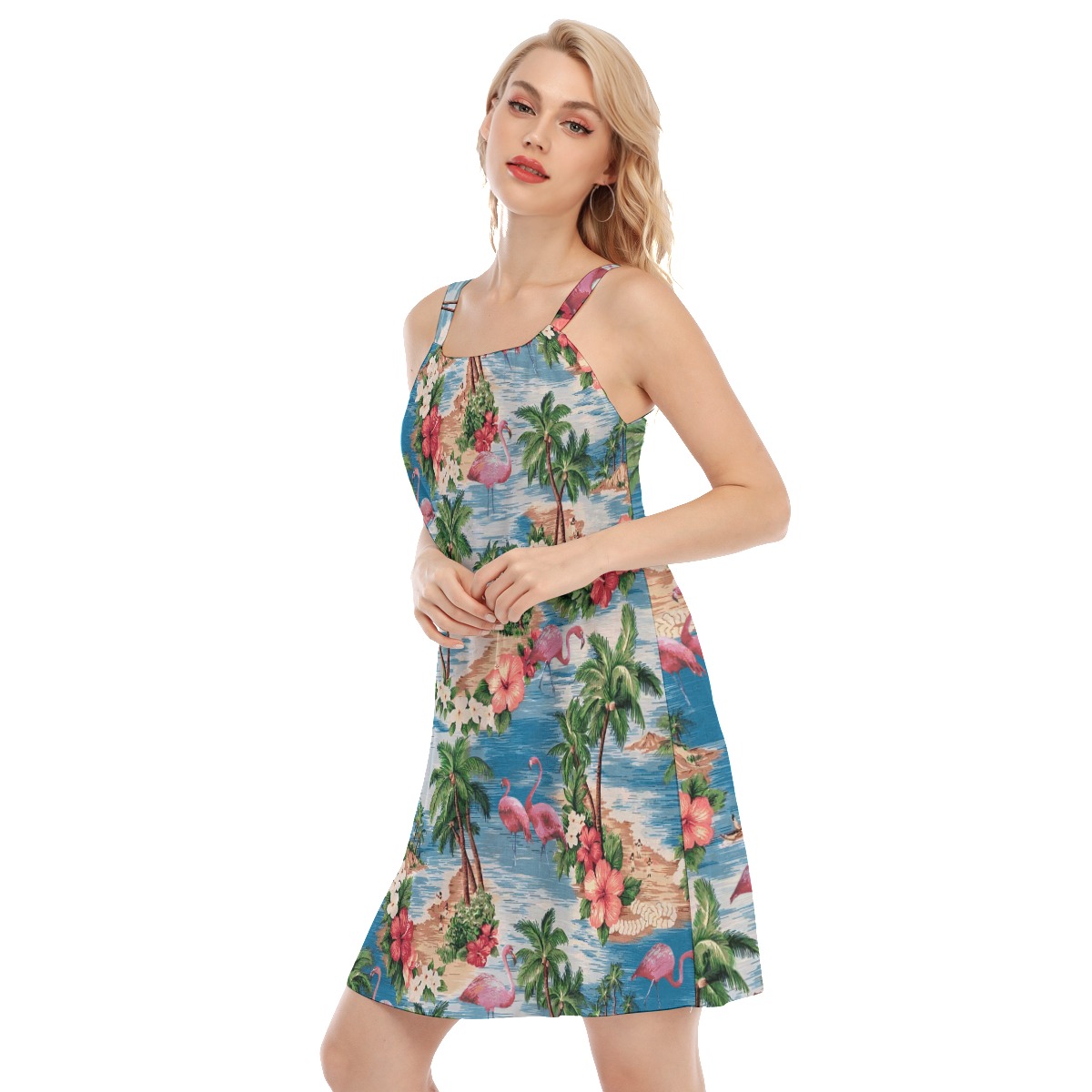 Pink Flamingo Tropical Aloha Dress